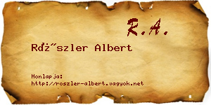 Röszler Albert névjegykártya