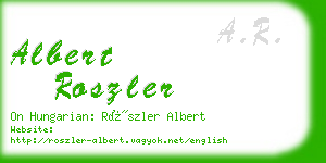 albert roszler business card